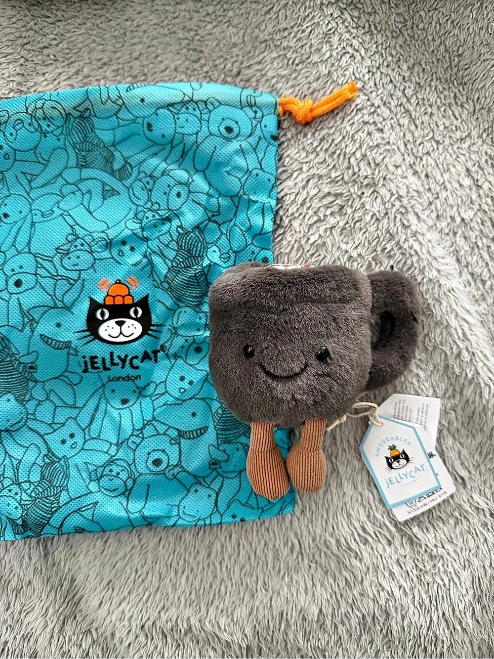 Jellycat Amuseables Coffee Bean Bag Charm Plush Toy NWT